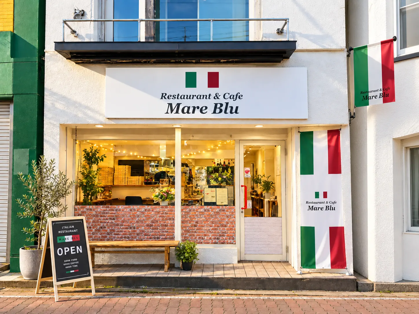 Mare Blu の店の入り口（正面）